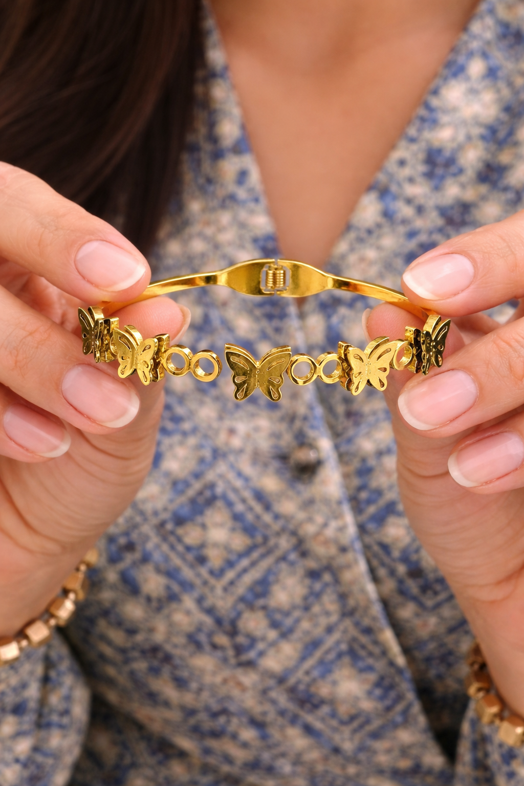 Anti Tarnish Stainless Steel Butterfly Charm Gold Bracelet