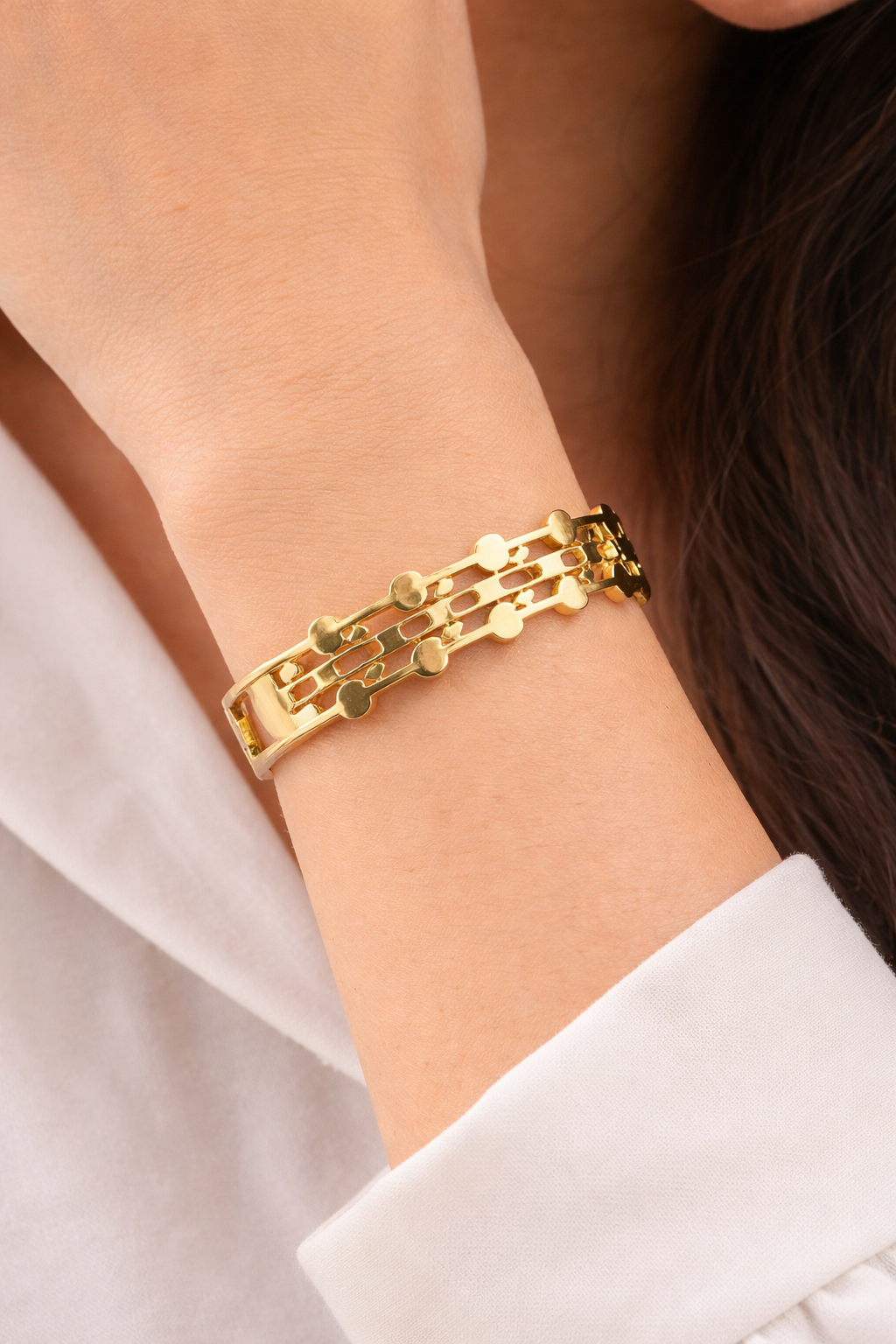 Elegant Gold Heart Anti Tarnish Stainless Steel Chain Bracelet