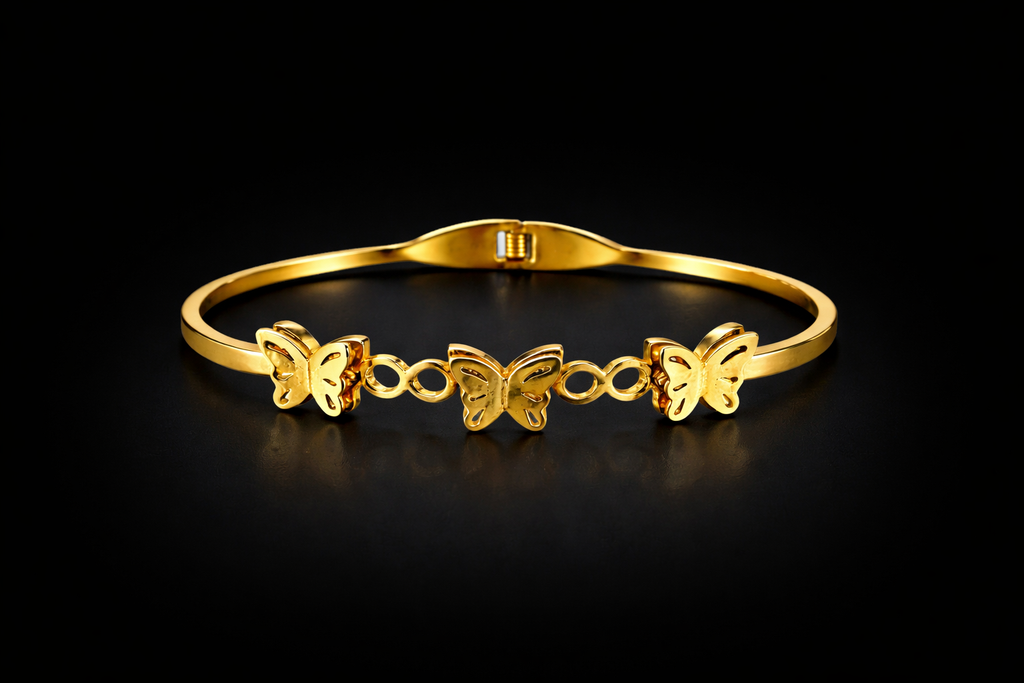 Anti Tarnish Stainless Steel Butterfly Charm Gold Bracelet