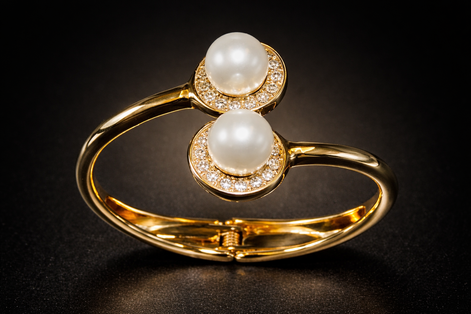 Premium Dual Pearl with Golden Shine Stainless Steel Anti-Tarnish Bracelet