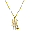 Golden Crystal Teddy Charm Anti Tarnish Stainless Steel Necklace