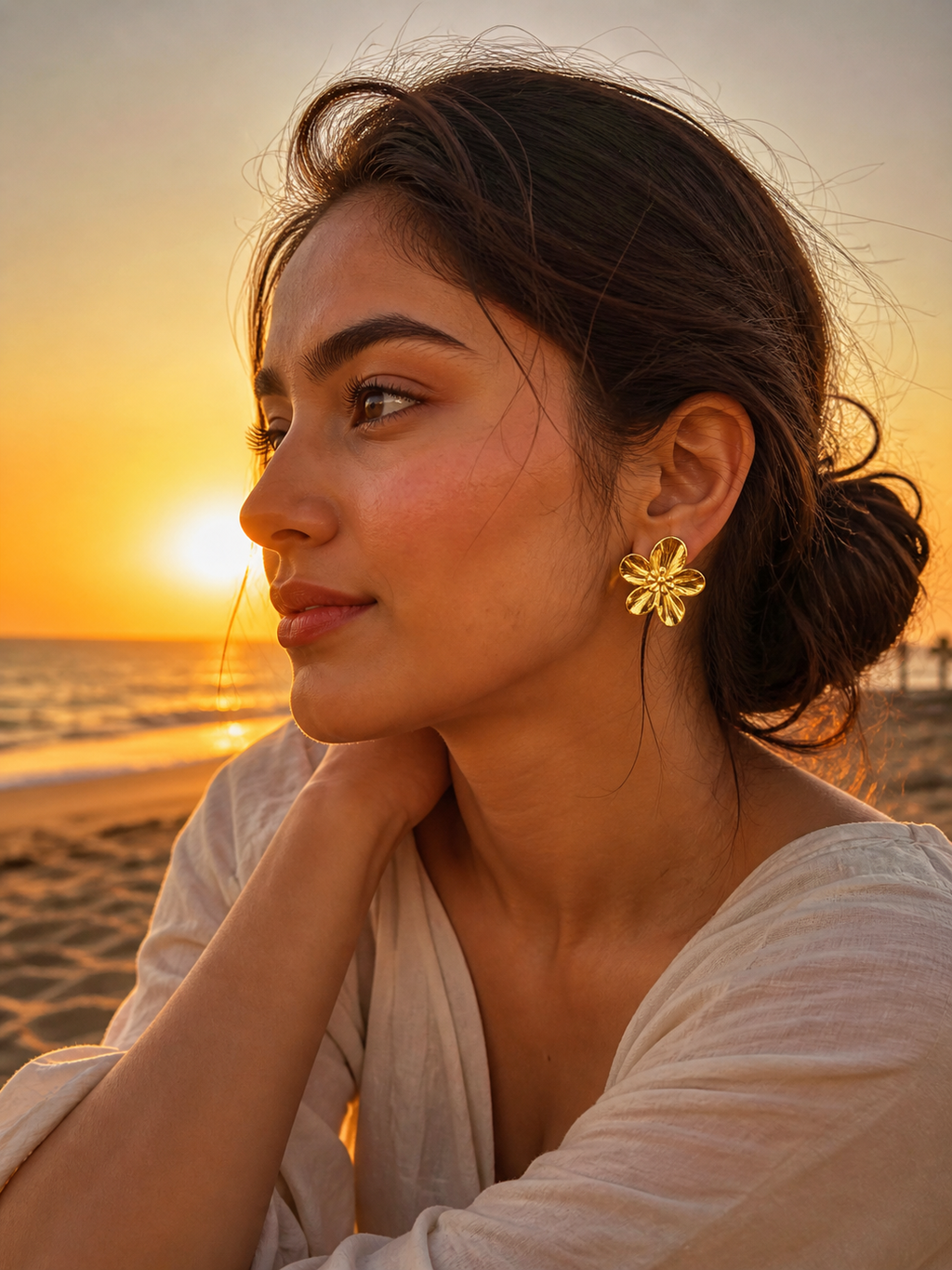 Veloura Bloom Anti Tarnish Stainless Steel Gold Earrings
