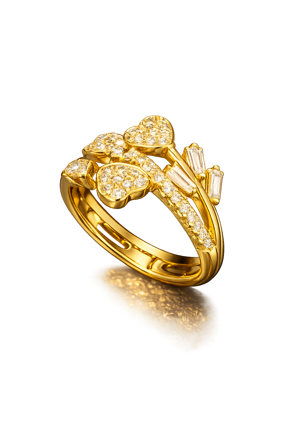 Golden Heart Bloom Anti Tarnish Stainless Steel Ring