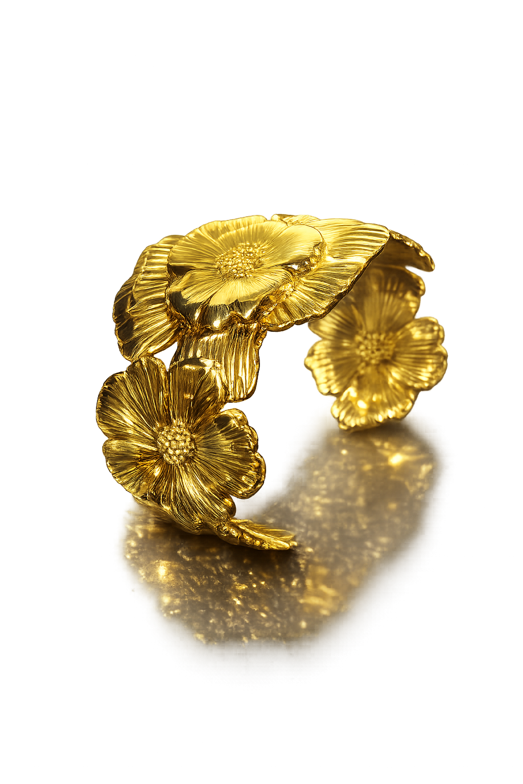 Golden Bloom Anti Tarnish Stainless Steel Floral Cuff Bracelet
