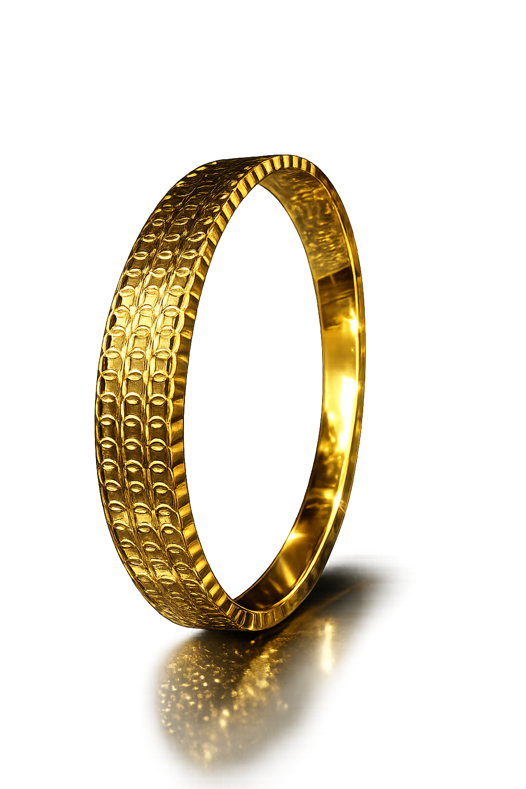 Royal Texture Anti Tarnish Stainless Steel Gold Bangle Bracelet