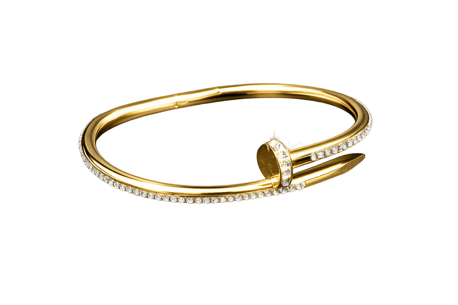 Premium Stainless Steel Anti Tarnish Gold Nail Designer Bracelet with Sparkling Stones