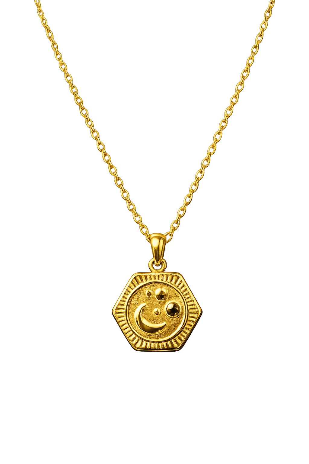 Radiant Moon Emblem Necklace – Anti Tarnish Stainless Steel Pendant