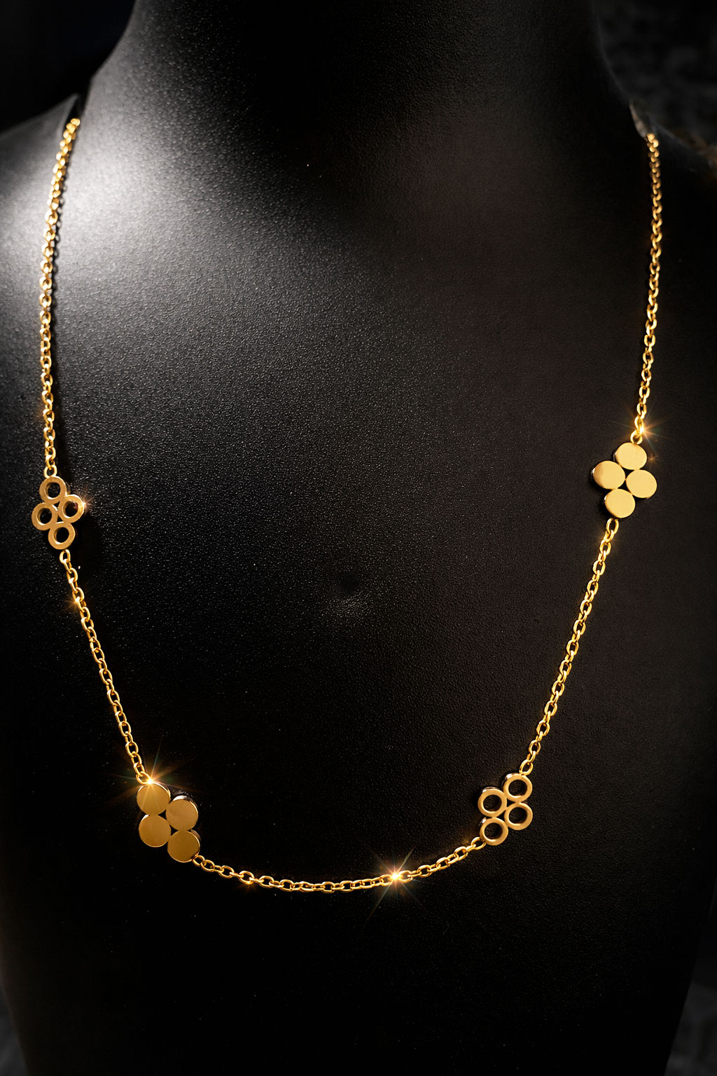 Floral Golden Clover Charm Anti Tarnish Stainless Steel Necklace