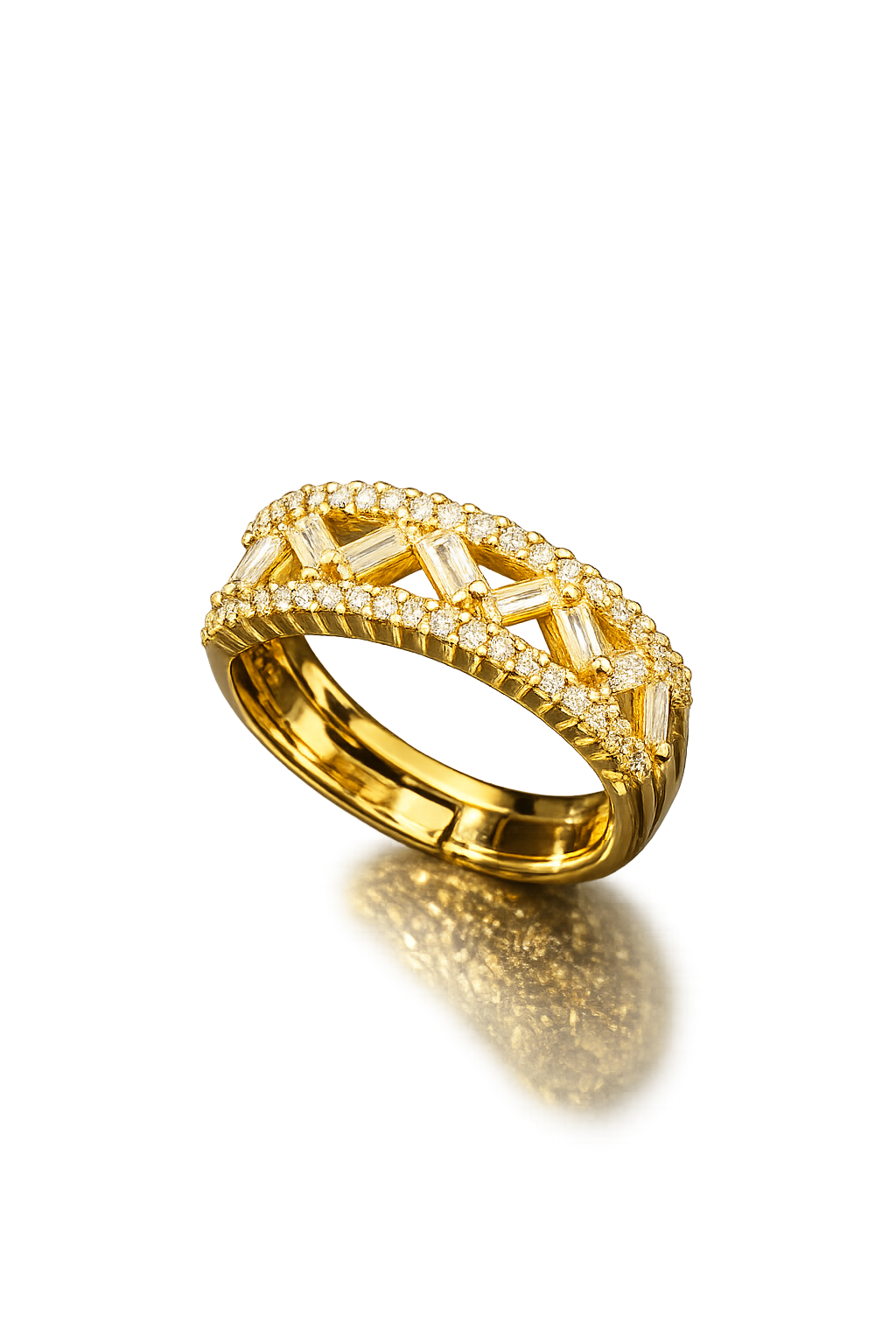 Crisscross Baguette Elegance Anti Tarnish Stainless Steel Ring