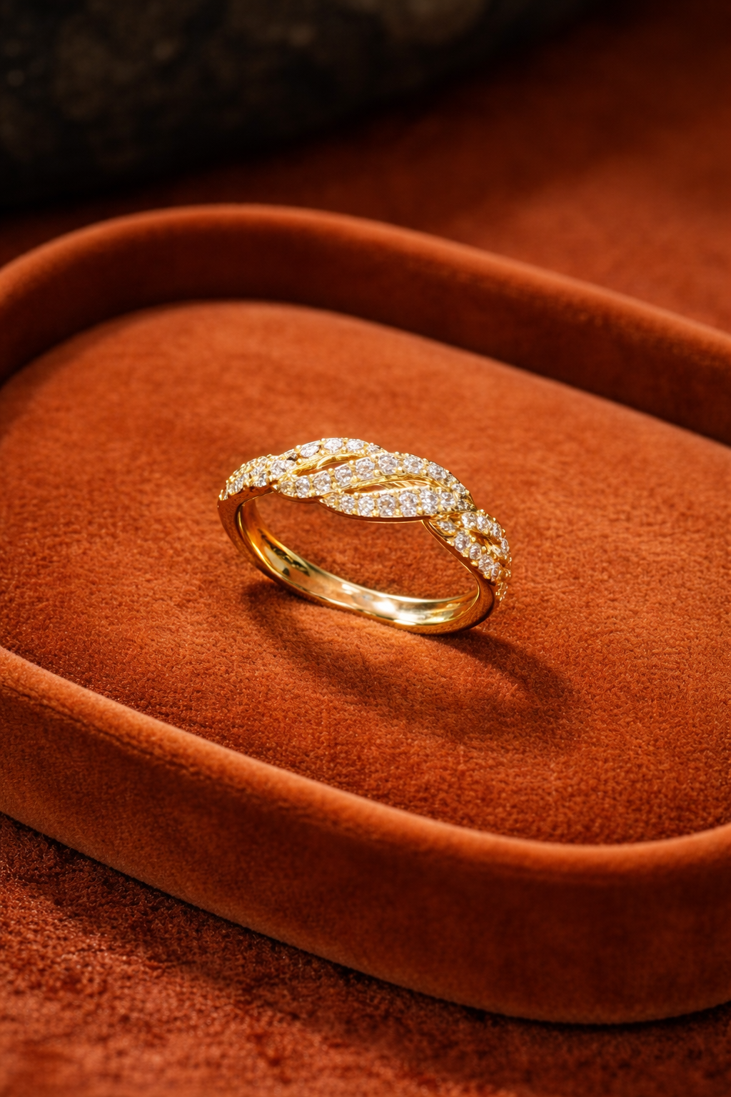 Twisted Diamond Glow Anti Tarnish Stainless Steel Ring