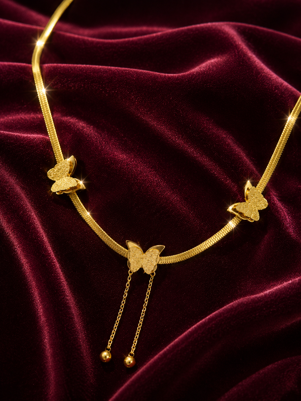 Golden Flutter Anti Tarnish Stainless Steel Butterfly Chain