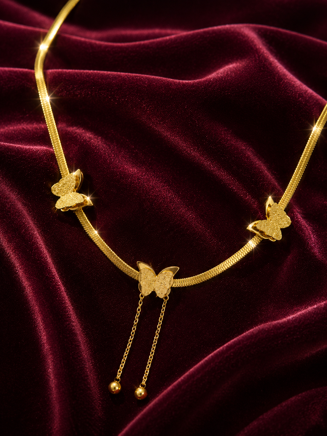Golden Flutter Anti Tarnish Stainless Steel Butterfly Chain