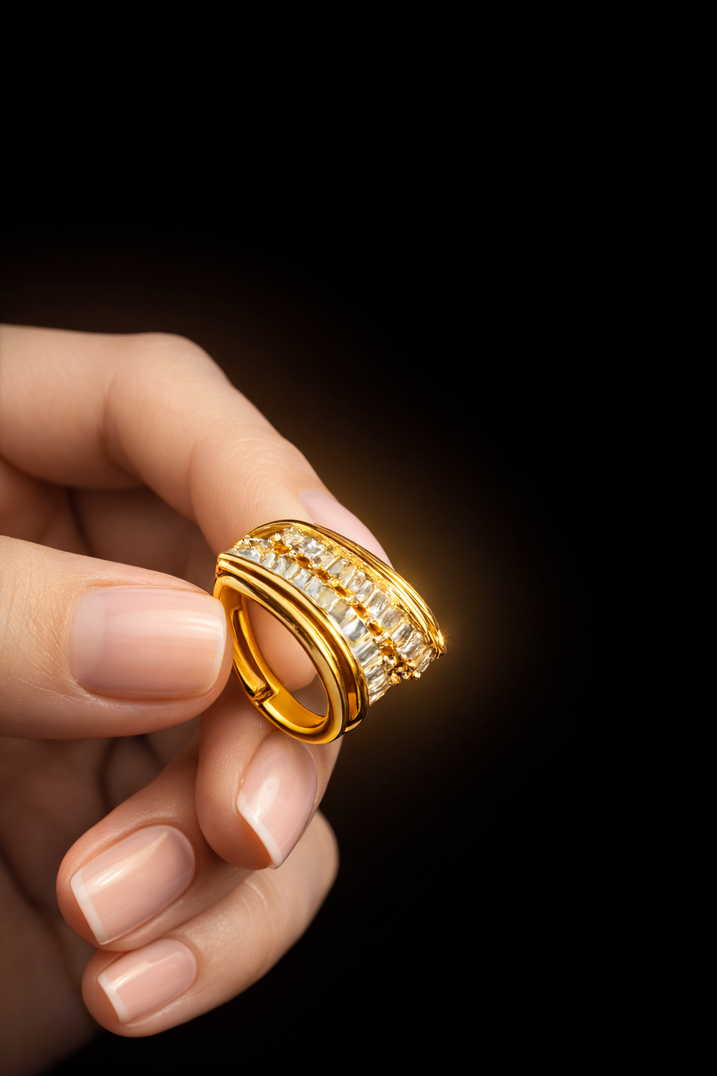Regal Baguette Glow Anti Tarnish Stainless Steel Ring
