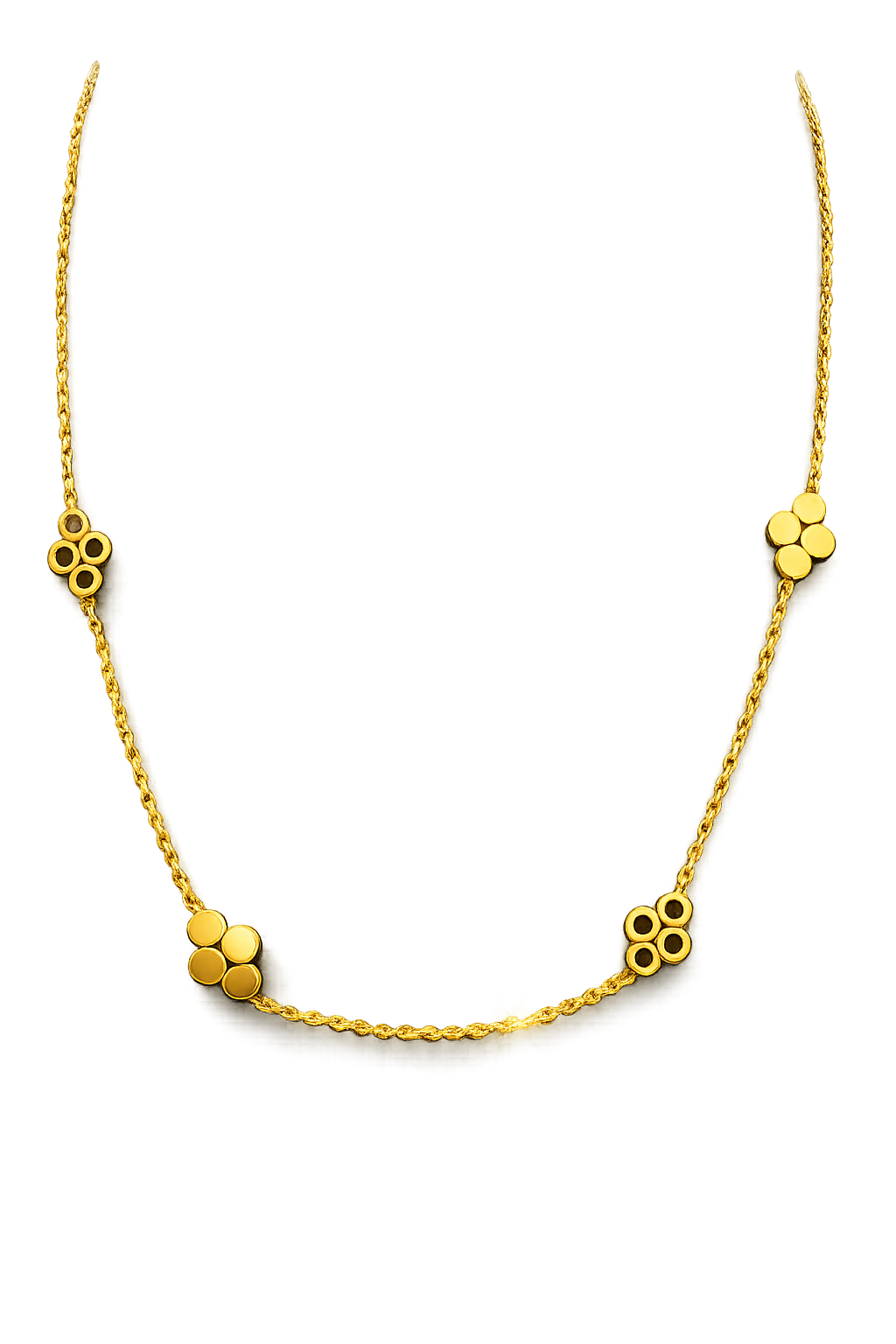 Floral Golden Clover Charm Anti Tarnish Stainless Steel Necklace