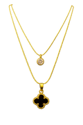 Elegant Dual Anti Tarnish Stainless Steel Charm Layered Necklace with Single lock
