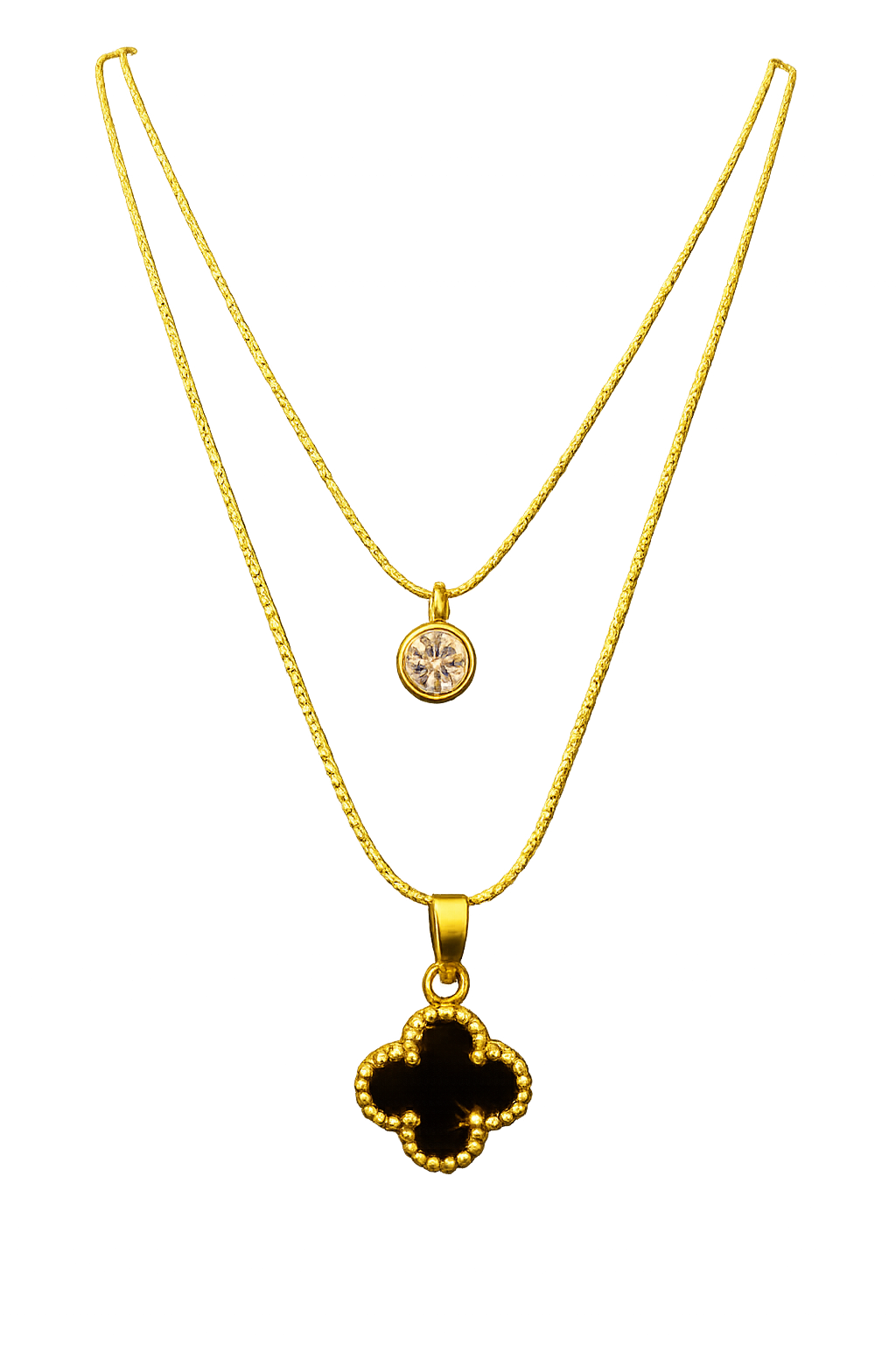 Elegant Dual Anti Tarnish Stainless Steel Charm Layered Necklace with Single lock