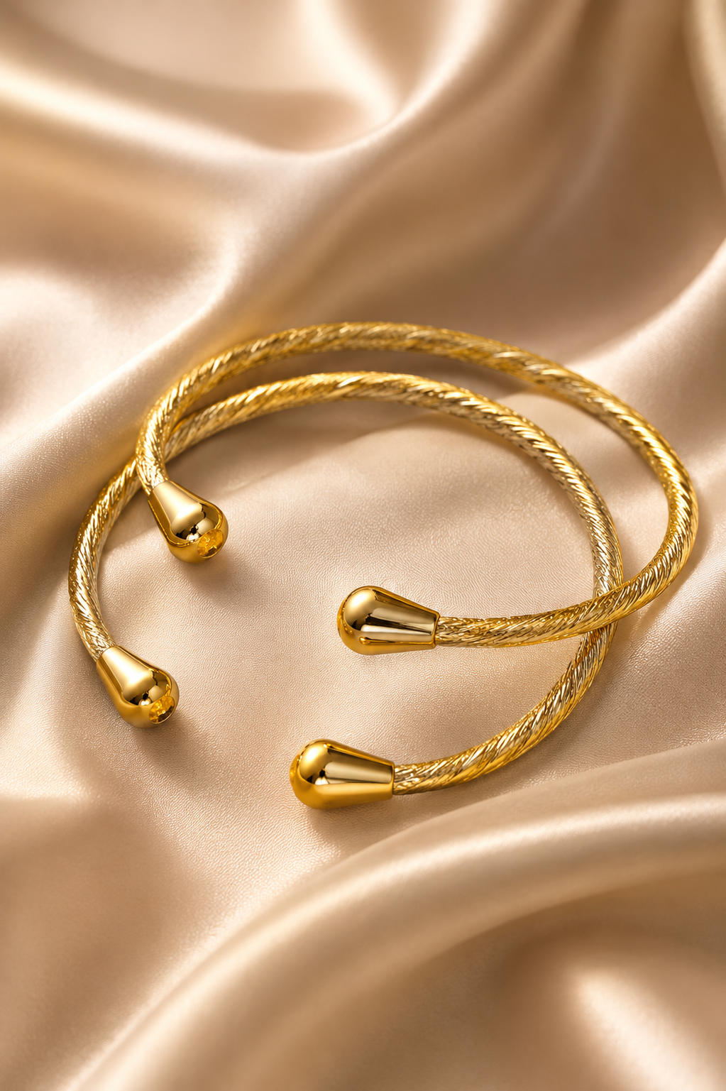 Twisted Gold Open Cuff Bangles