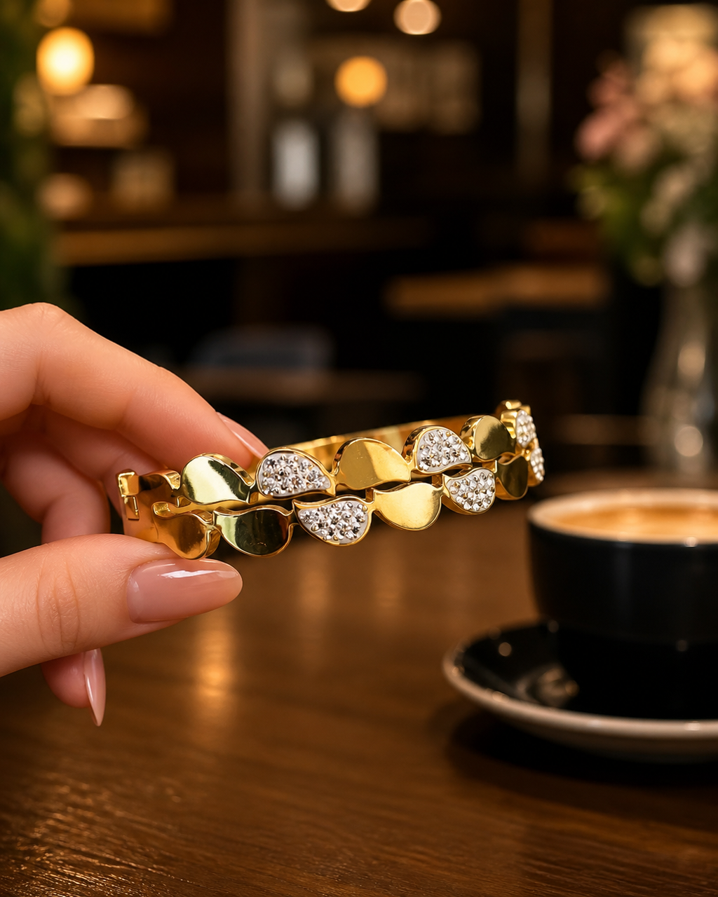 Golden Heart Link Anti Tarnish Stainless Steel Luxury Bracelet