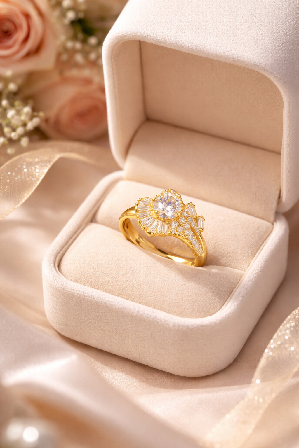 Elegant Starburst Anti Tarnish Stainless Steel Ring