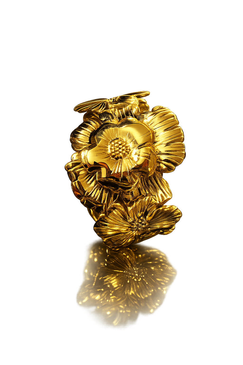 Golden Bloom Anti Tarnish Stainless Steel Floral Cuff Bracelet