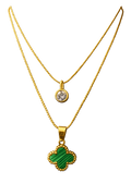 Elegant Dual Layer Anti Tarnish Stainless Steel Clover Charm Necklace