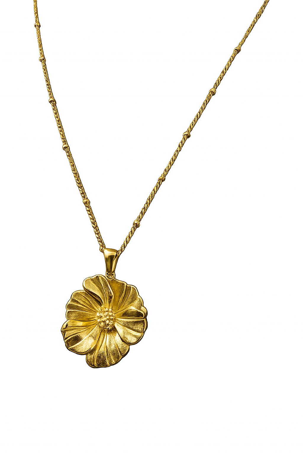 Golden Bloom Floral Pendant Necklace