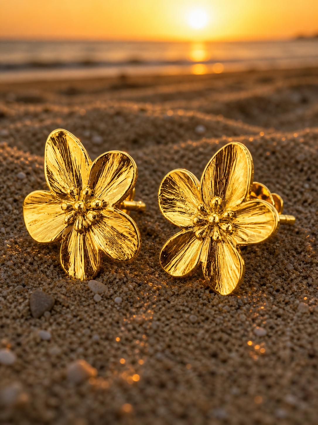 Veloura Bloom Anti Tarnish Stainless Steel Gold Earrings