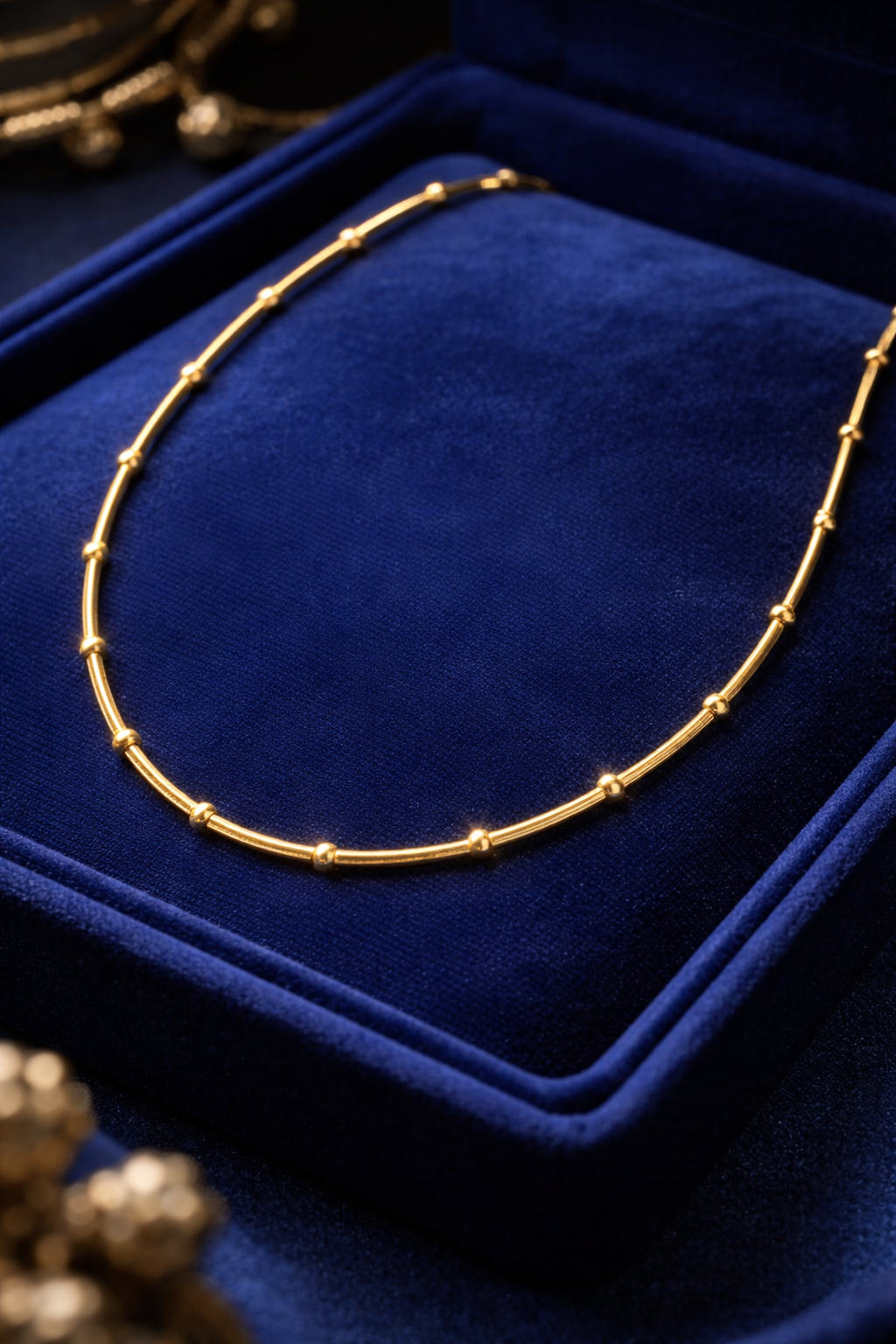 Royal Beaded Tube Gold Anti Tarnish Stainless Steel Necklace
