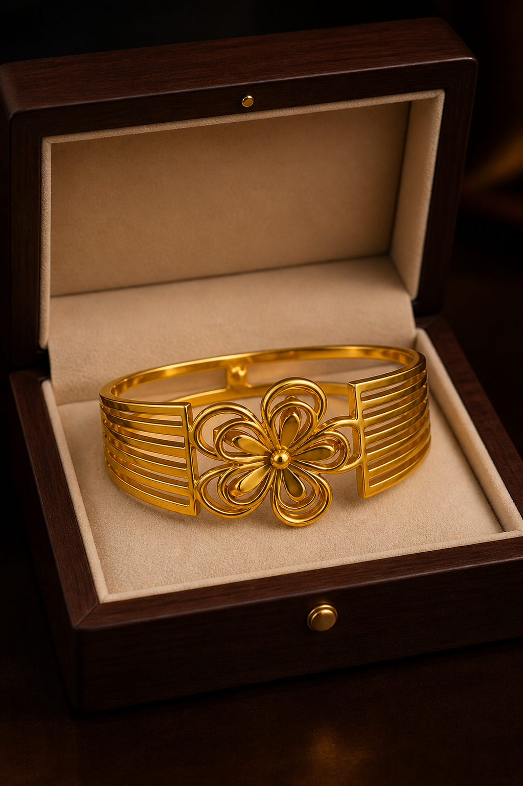Floral Radiance Cuff Anti Tarnish Stainless Steel Bracelet