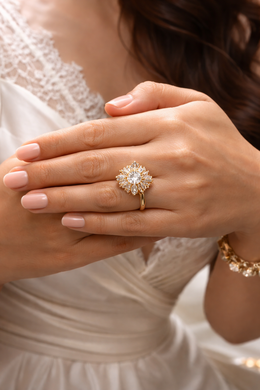 Elegant Starburst Anti Tarnish Stainless Steel Ring