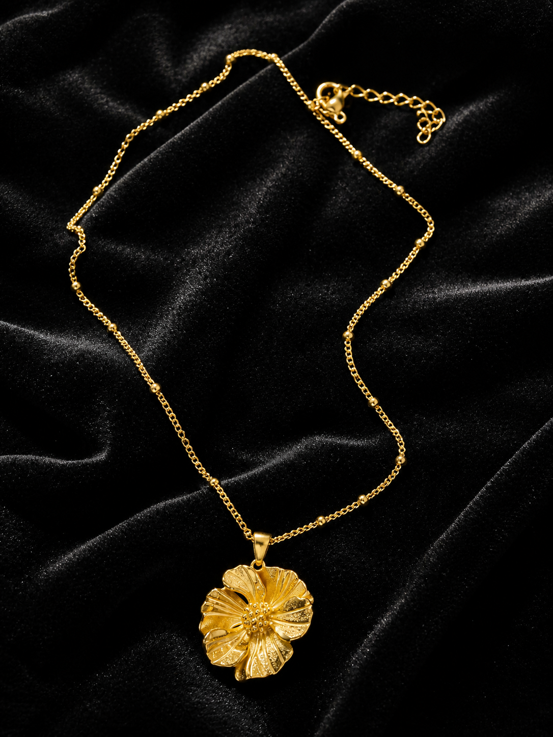 Golden Bloom Floral Pendant Necklace