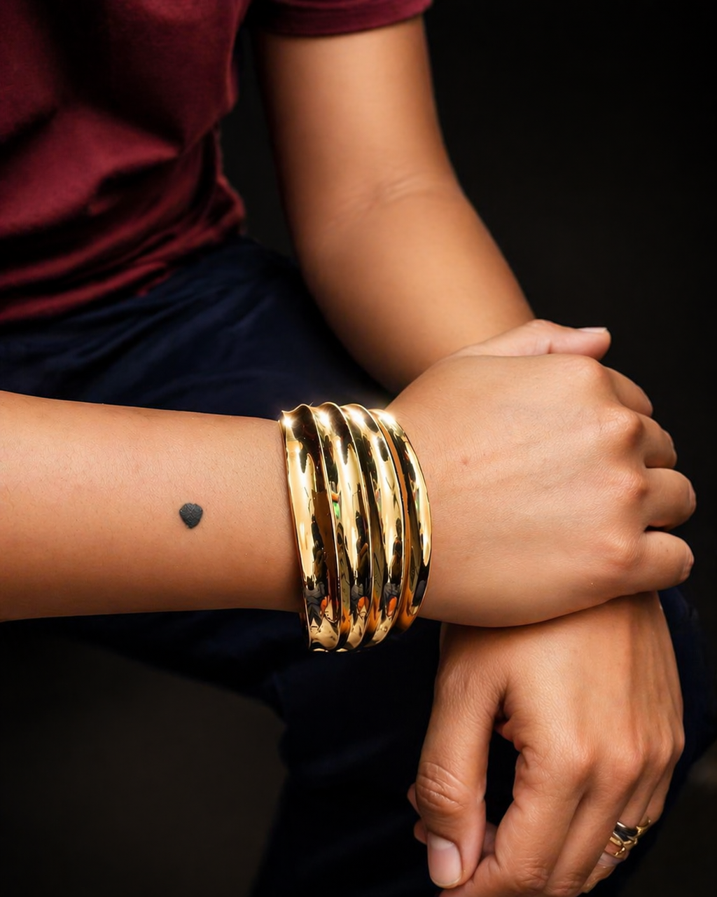 LuxeGlow Anti Tarnish Stainless Steel Gold Bangle Bracelet