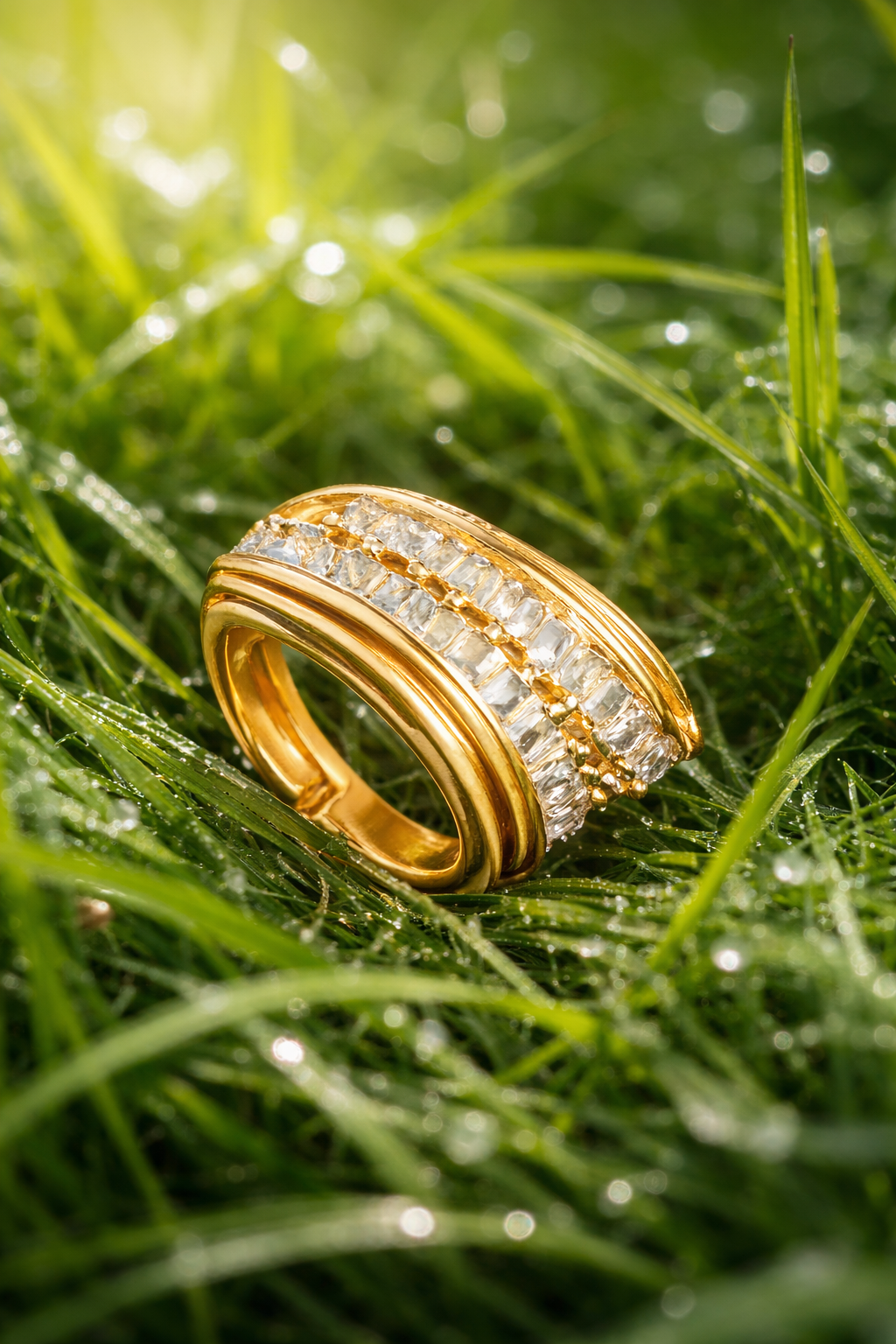 Regal Baguette Glow Anti Tarnish Stainless Steel Ring