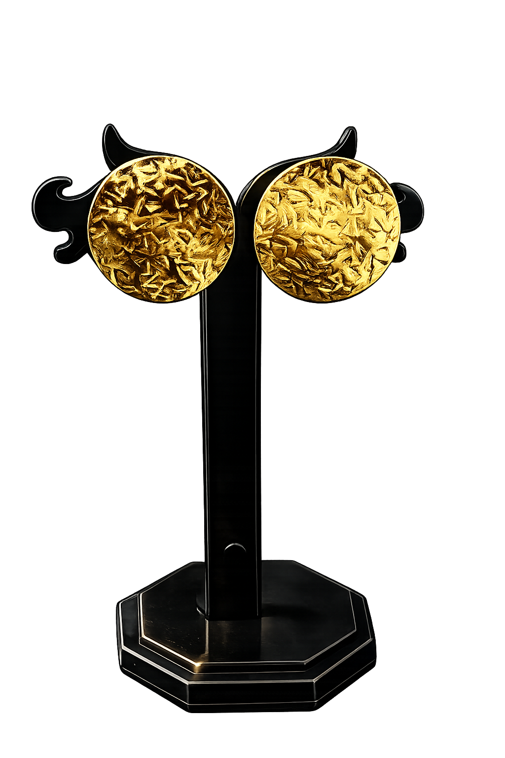 Textured Gold Disc Studs – Anti Tarnish Stainless Steel Statement Earrings