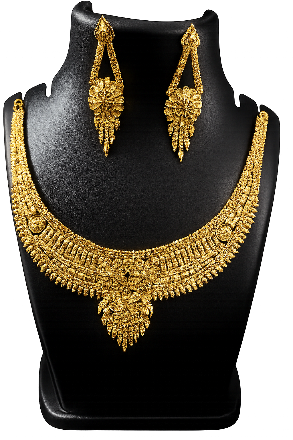 Traditional Gold-Plated Floral Meenakari Choker Set with Drop Earrings