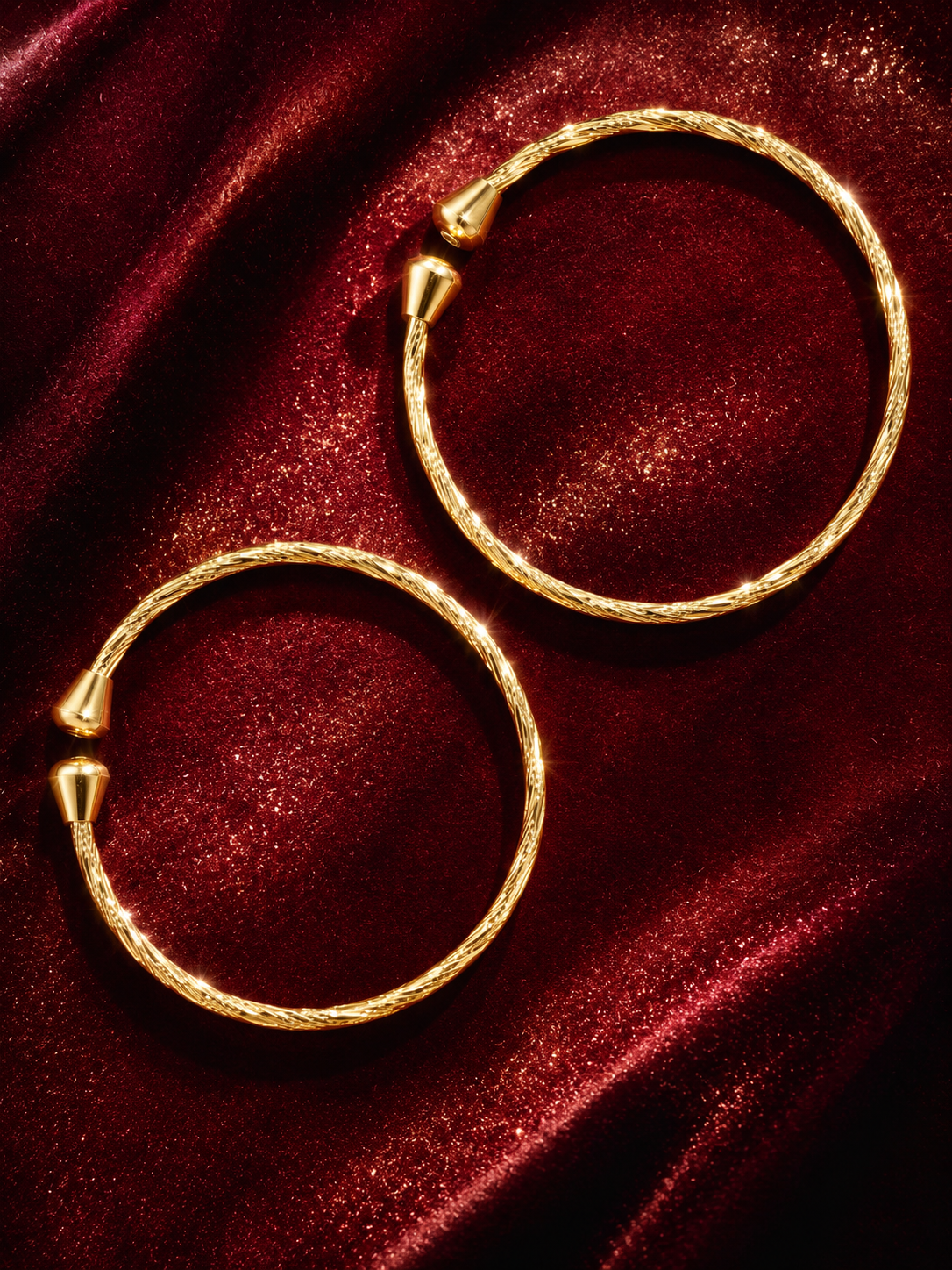 Twisted Gold Open Cuff Bangles