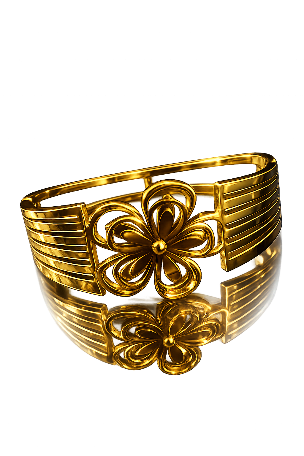 Floral Radiance Cuff Anti Tarnish Stainless Steel Bracelet