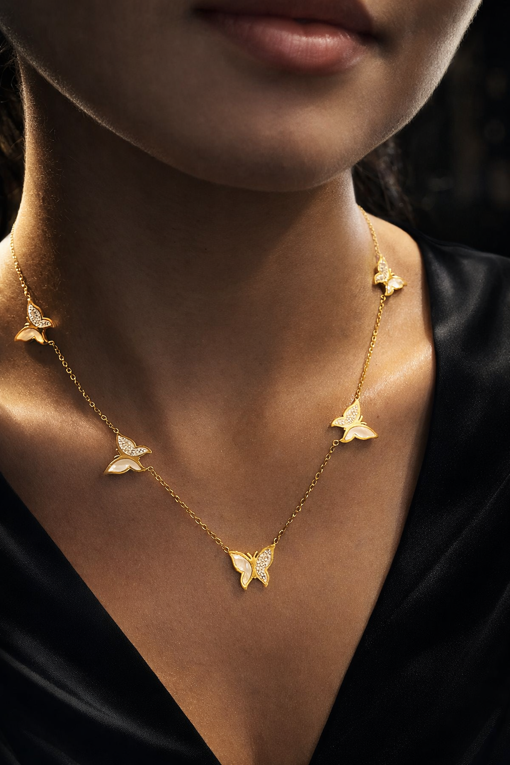 Golden Butterfly Charm Anti Tarnish Stainless Steel Necklace