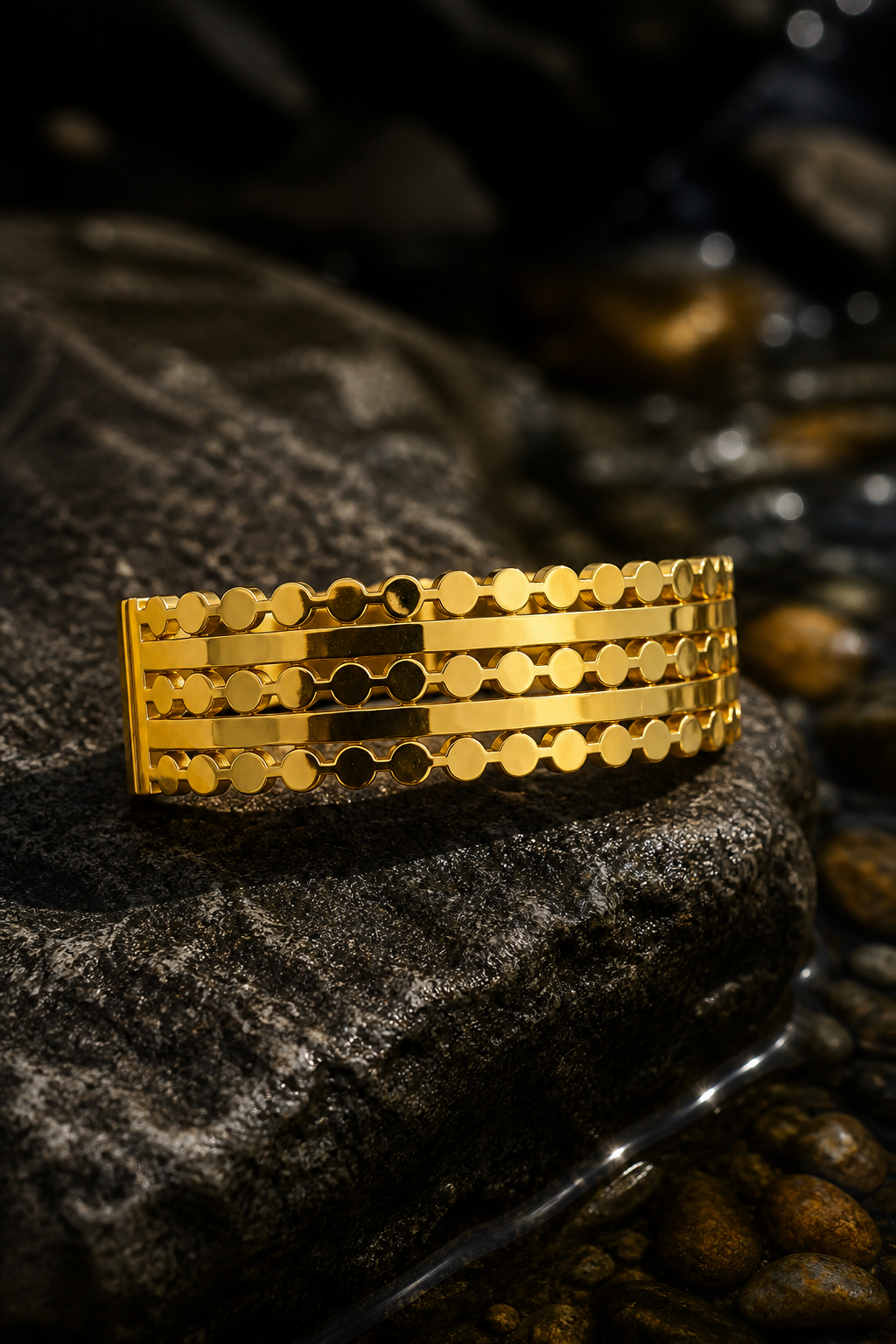 Designer Disc Pattern Anti Tarnish Stainless Steel Bracelet