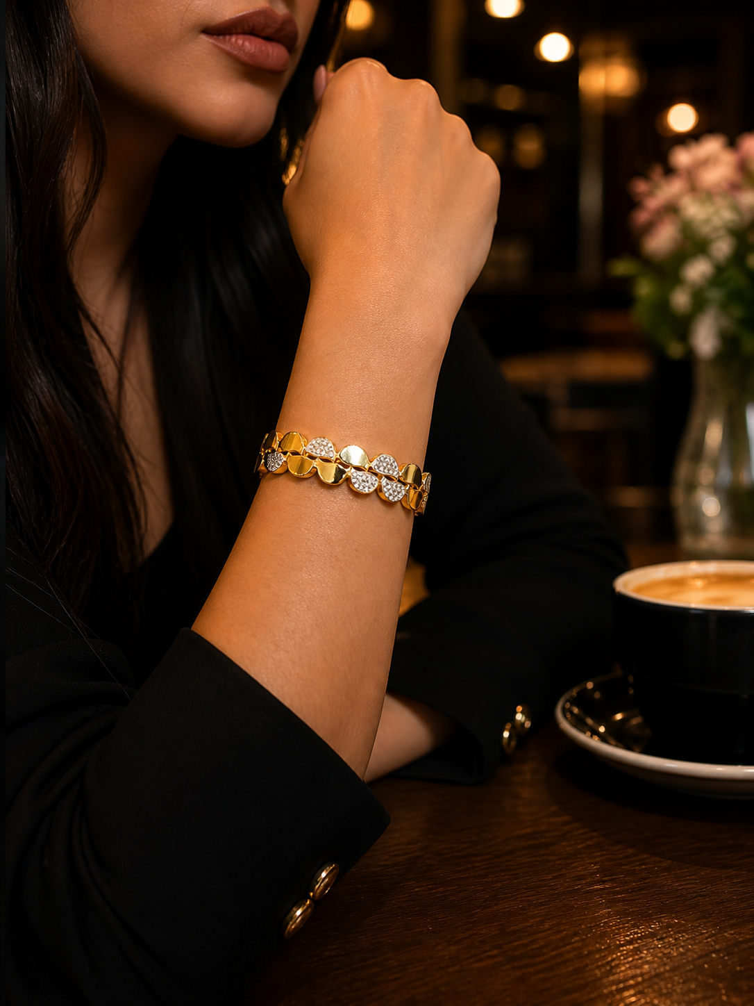 Golden Heart Link Anti Tarnish Stainless Steel Luxury Bracelet