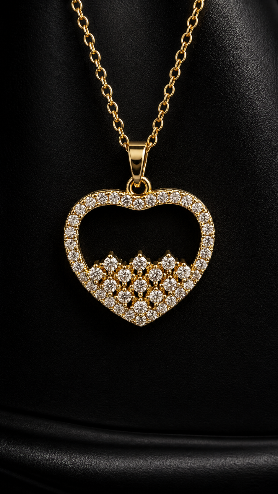 Crystal Heart AD 316L Anti Tarnish Pendant Necklace