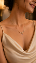 Lumière Bow Pink  – 316L Anti Tarnish AD Necklace