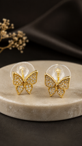Butterfly Pavé 316L Anti Tarnish Gold Stud Earrings
