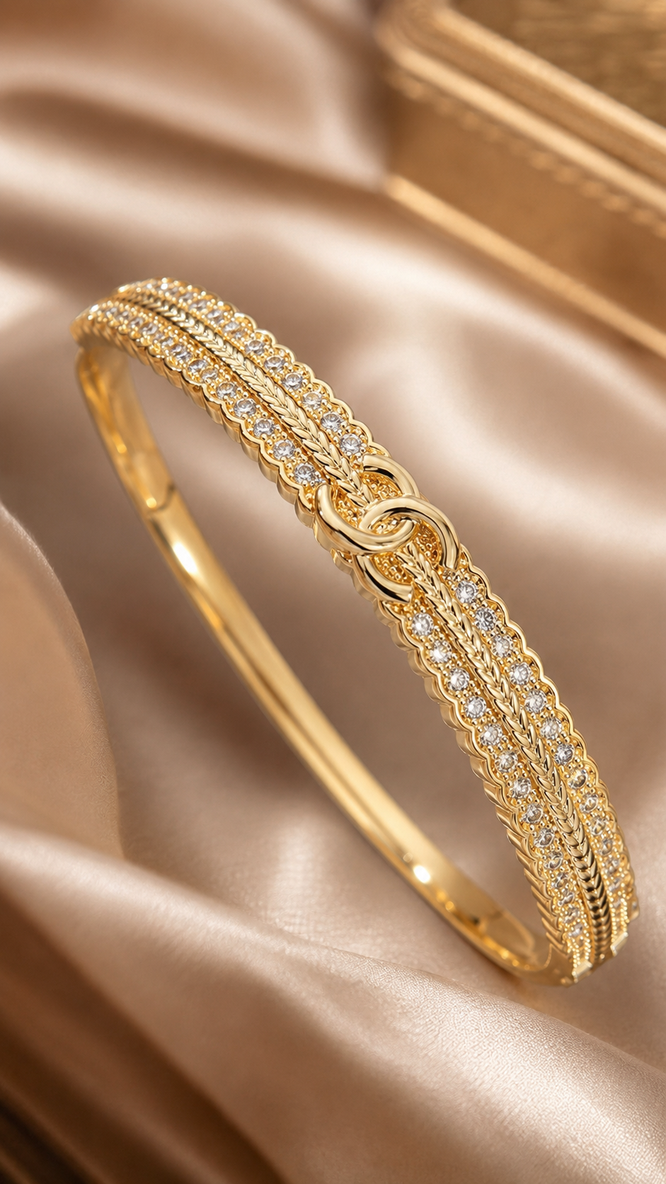 Crown 316L Anti-Tarnish AD Bangle Bracelet