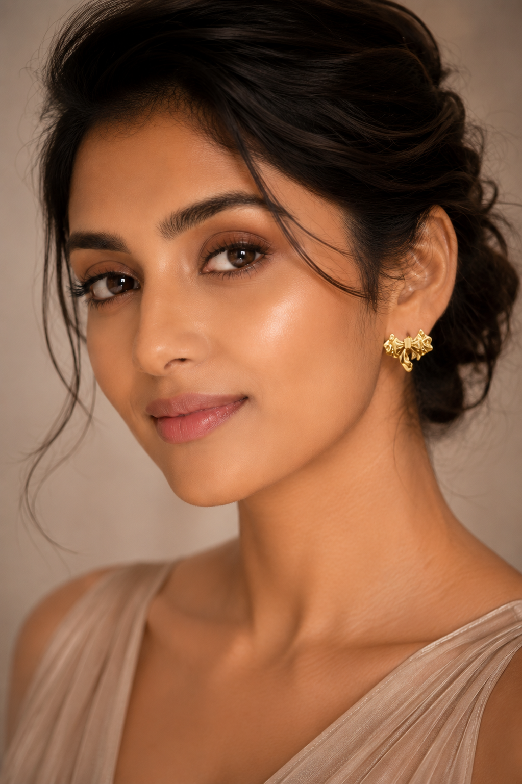 Golden Grace Bow Studs