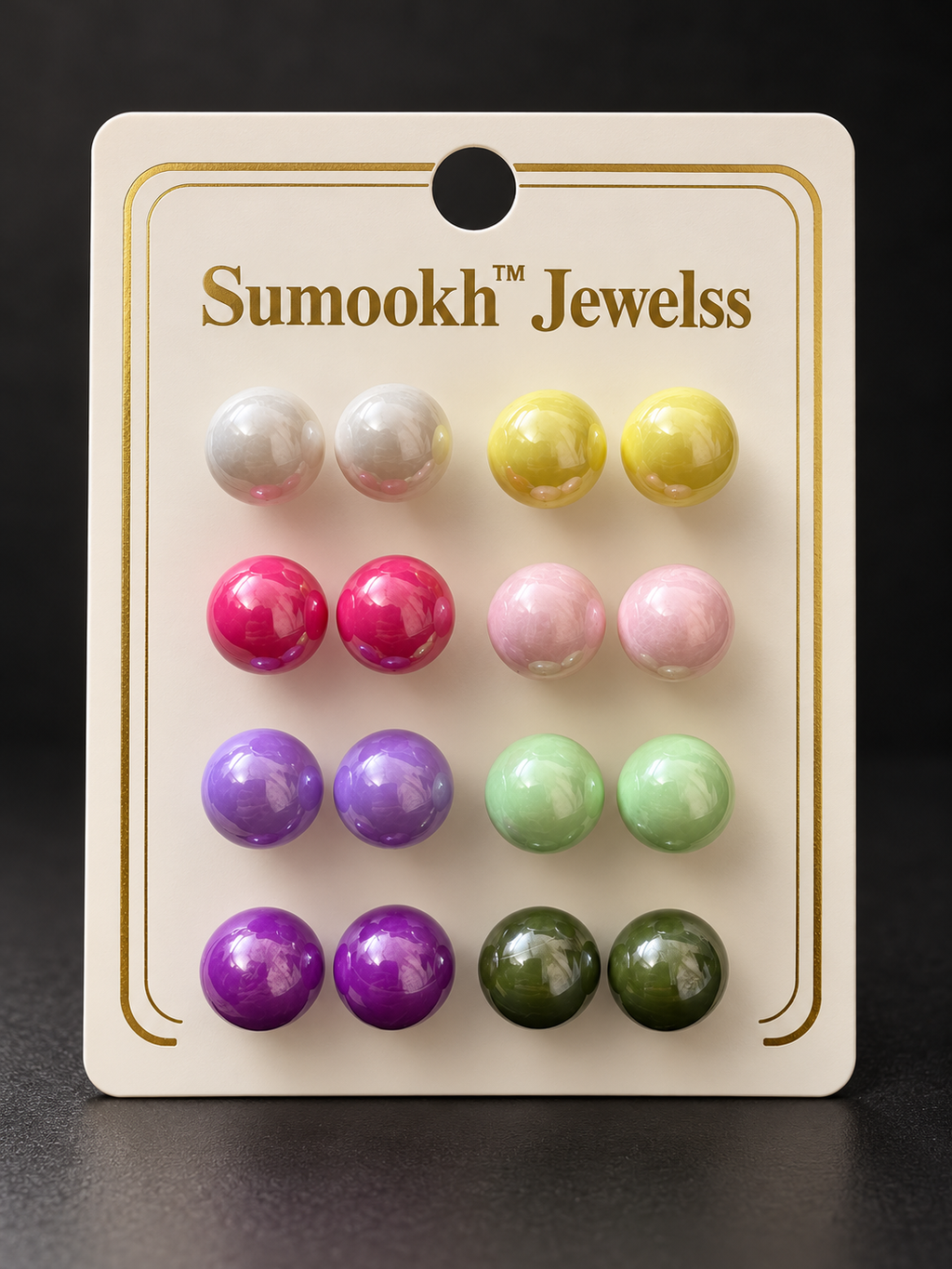 Multicolour Marbled Ball Stud Earrings