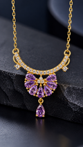 Purple Crystal 316L Anti Tarnish AD Necklace