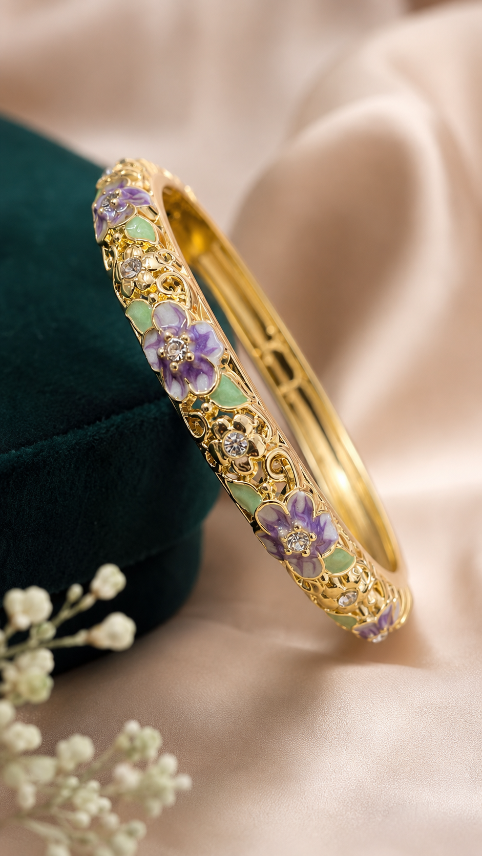 Vintage Floral 316L Anti Tarnish Bangle Bracelet