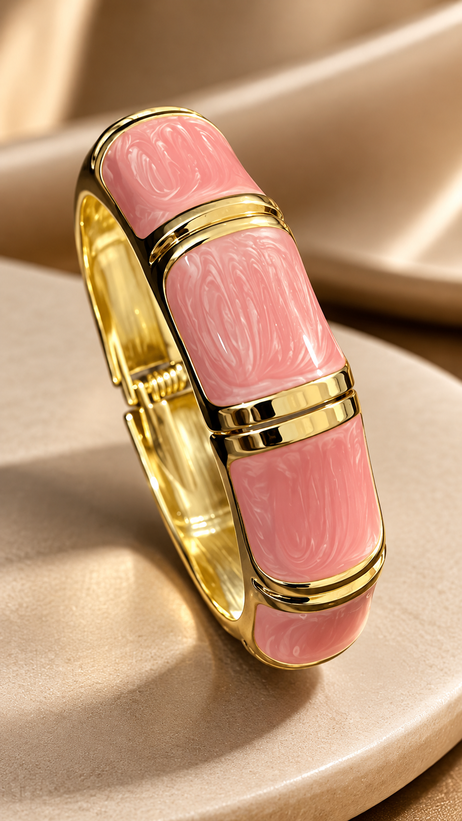 Pink Enamel Segmented 316L Anti-Tarnish Bracelet