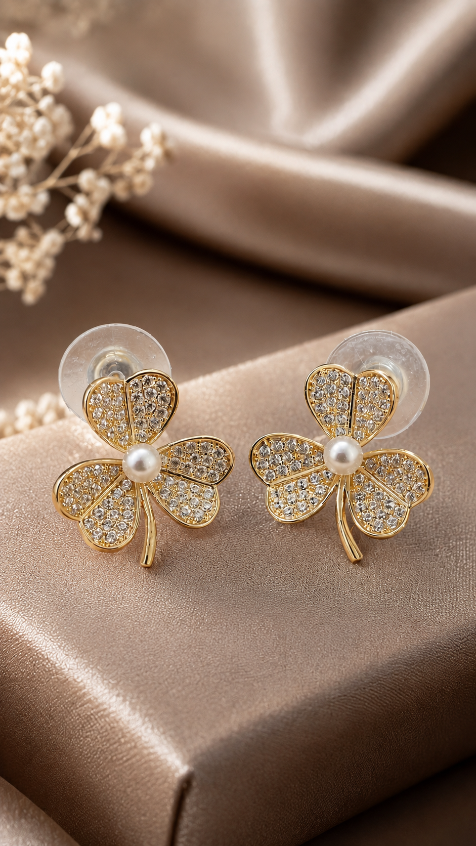 Crystal Blossom Clover Studs
